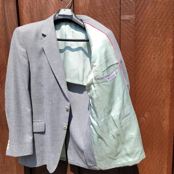 Men's Vtg Sportcoat Blazer Blue Tweed Garrison Park - Picture 4 of 9